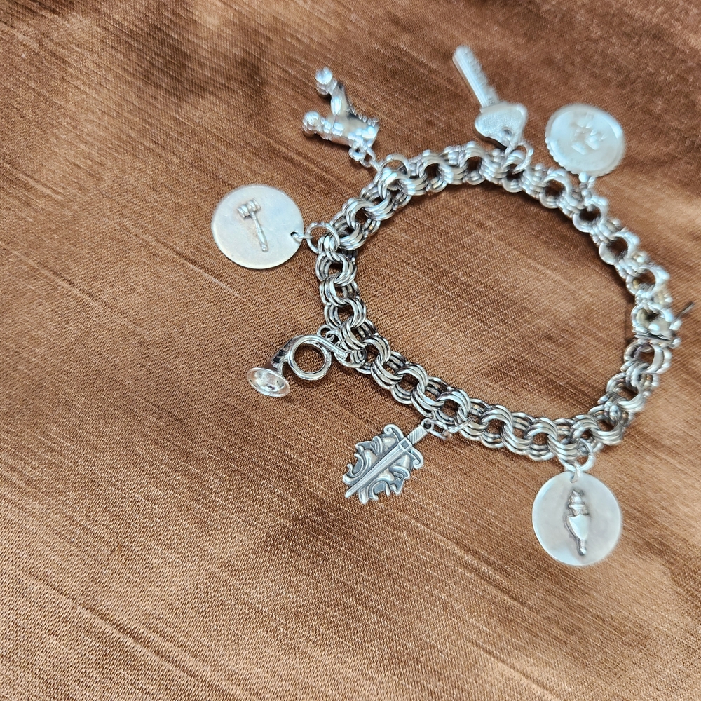 Silver Charm Bracelet with Key & Roller Skate Charms - Picture 4 of 4